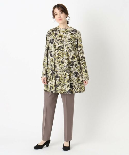 CORDIER / コルディア カットソー | 【手洗い可/M~4Lサイズ】フラワープリントチュニック丈プルオーバージャージ | 詳細8