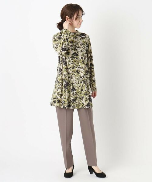 CORDIER / コルディア カットソー | 【手洗い可/M~4Lサイズ】フラワープリントチュニック丈プルオーバージャージ | 詳細9