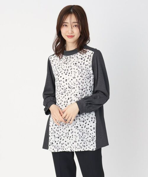 CORDIER / コルディア チュニック | プリントドッキングデザインチュニックプルオーバージャージ | 詳細9