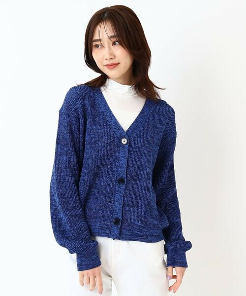 CORDIER/コルディア 【M~4Lサイズ/手洗い可】シャーリーミックスカーディガンニット ブルー(492) 46(3L) CORDIER/コルディア 【M~4Lサイズ/手洗い可】シャーリーミックスカーディガンニット ブルー(492) 46(3L)