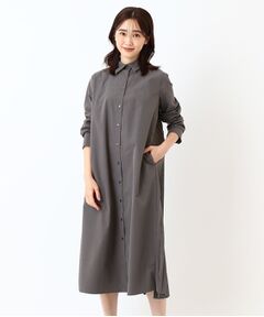 CORDIER / コルディア ミニ丈・ひざ丈ワンピース | 【手洗い可】バックプリーツシャツワンピース
