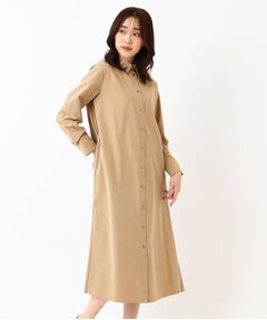 CORDIER / コルディア ミニ丈・ひざ丈ワンピース | 【手洗い可】バックプリーツシャツワンピース