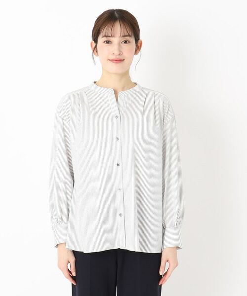 CORDIER / コルディア シャツ・ブラウス | 【M~4Lサイズ/ストレッチ】ラブリエストライプシャツ | 詳細1