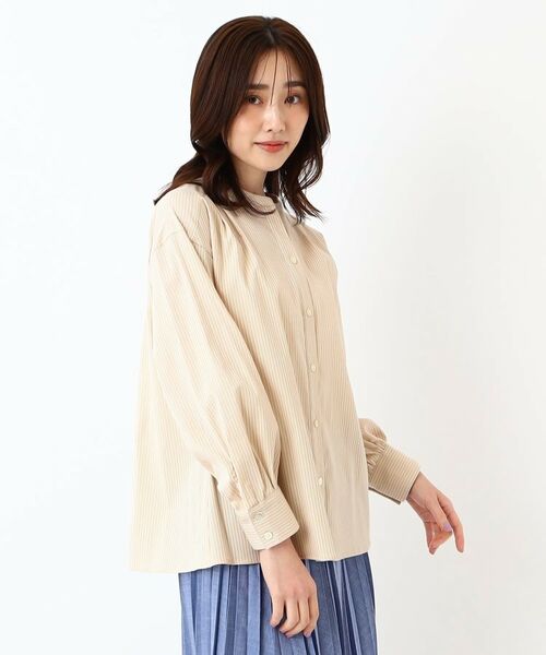 CORDIER / コルディア シャツ・ブラウス | 【M~4Lサイズ/ストレッチ】ラブリエストライプシャツ | 詳細13