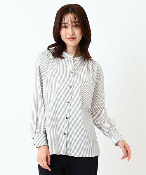 CORDIER/コルディア 【M~4Lサイズ/ストレッチ】ラブリエストライプシャツ ホワイト(302) 46(3L) CORDIER/コルディア 【M~4Lサイズ/ストレッチ】ラブリエストライプシャツ ホワイト(302) 46(3L)