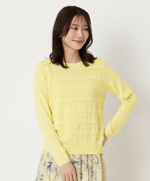 CORDIER / コルディア ニット・セーター | 【手洗い可/アンサンブル/M~4Lサイズ】ルーズファイン プルオーバーニット(ライトイエロー(030))
