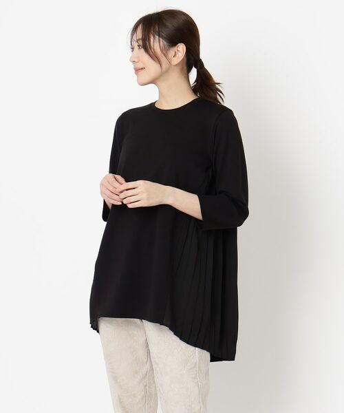 CORDIER/コルディア クラージュジャージ プリーツドッキングデザインチュニック ブラック(019) 40(M) CORDIER/コルディア クラージュジャージ プリーツドッキングデザインチュニック ブラック(019) 40(M)