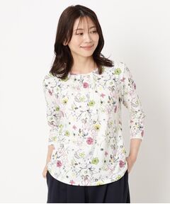 CORDIER / コルディア カットソー | 【M～4Lサイズ】フローラルプリントジャージプルオーバー