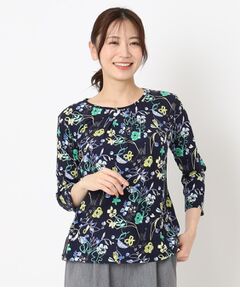 CORDIER / コルディア カットソー | 【M～4Lサイズ】フローラルプリントジャージプルオーバー