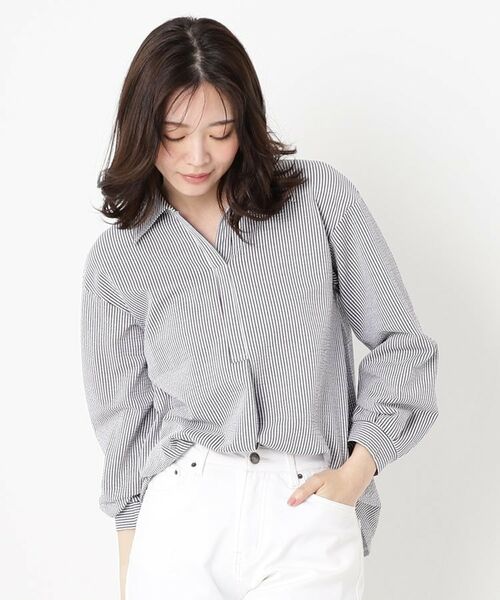 CORDIER / コルディア シャツ・ブラウス | 【M～4Lサイズ】サッカーストライプジャージシャツ | 詳細11