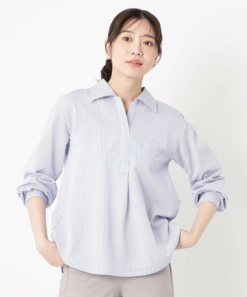 CORDIER / コルディア シャツ・ブラウス | 【M～4Lサイズ】サッカーストライプジャージシャツ | 詳細7