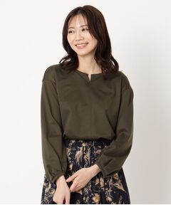 CORDIER / コルディア カットソー | 【セットアップ/M～4Lサイズ】ハイゲージコンパクトキーネックプルオーバー