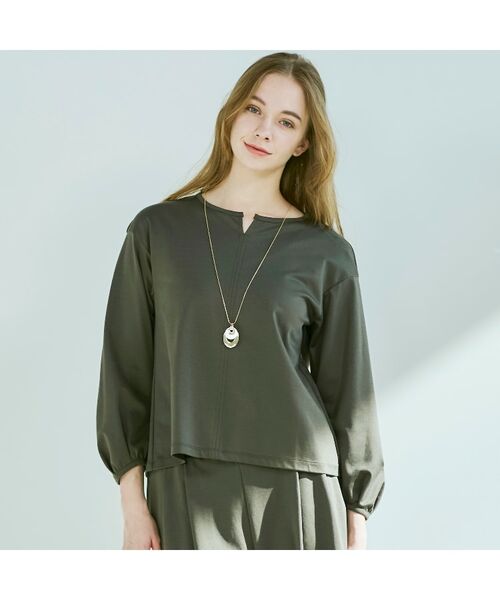 CORDIER / コルディア カットソー | 【セットアップ/M~4Lサイズ】ハイゲージコンパクトキーネックプルオーバー | 詳細15