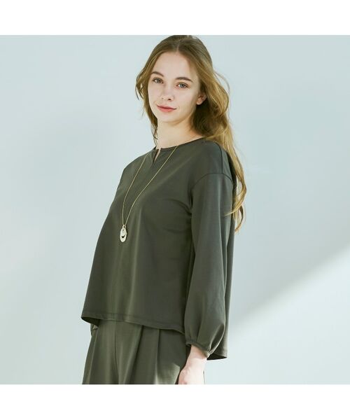 CORDIER / コルディア カットソー | 【セットアップ/M~4Lサイズ】ハイゲージコンパクトキーネックプルオーバー | 詳細16