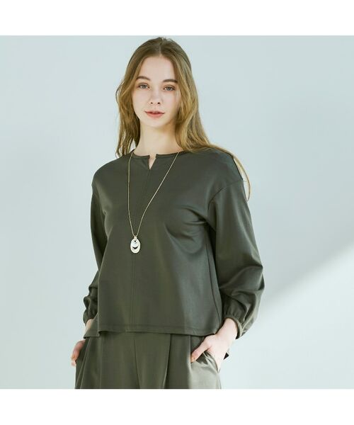 CORDIER / コルディア カットソー | 【セットアップ/M~4Lサイズ】ハイゲージコンパクトキーネックプルオーバー | 詳細17