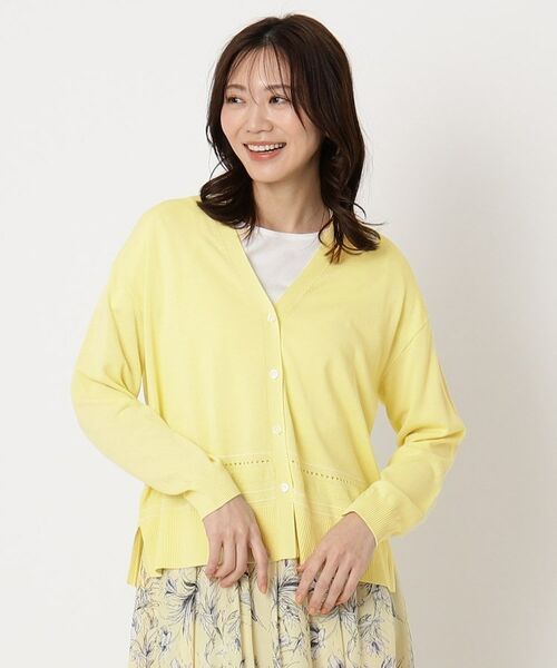 CORDIER / コルディア カーディガン・ボレロ | 【手洗い可/アンサンブル/M~4Lサイズ】ルーズファイン カーディガンニット(ライトイエロー(030))