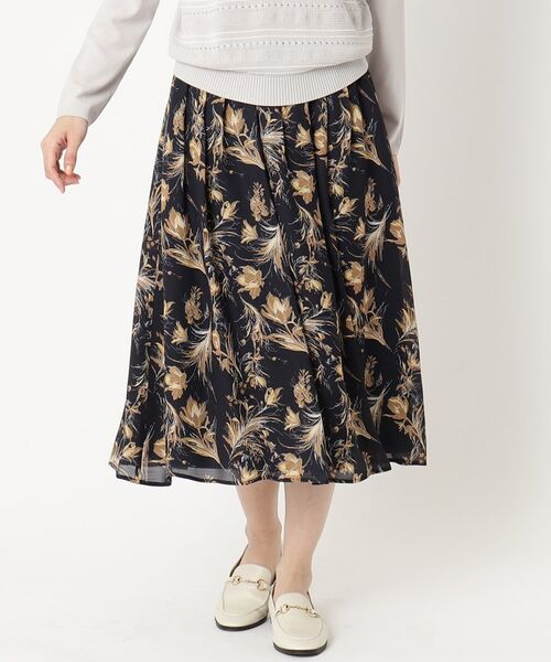 CORDIER/コルディア 【セットアップ/S~4Lサイズ】ソフィアプリント タックスカート ブラック(119) 40(M) CORDIER/コルディア 【セットアップ/S~4Lサイズ】ソフィアプリント タックスカート ブラック(119) 40(M)