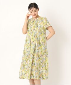 CORDIER / コルディア ミニ丈・ひざ丈ワンピース | 【M～4Lサイズ/手洗い可】リバティリネンプリントワンピース