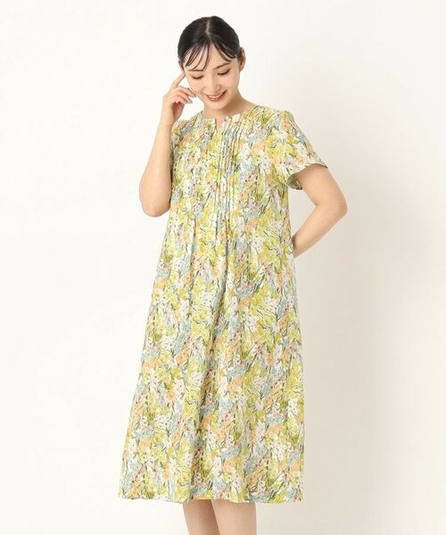 CORDIER/コルディア 【M~4Lサイズ】リバティリネンプリントワンピース イエロー(131) 40(M) CORDIER/コルディア 【M~4Lサイズ】リバティリネンプリントワンピース イエロー(131) 40(M)