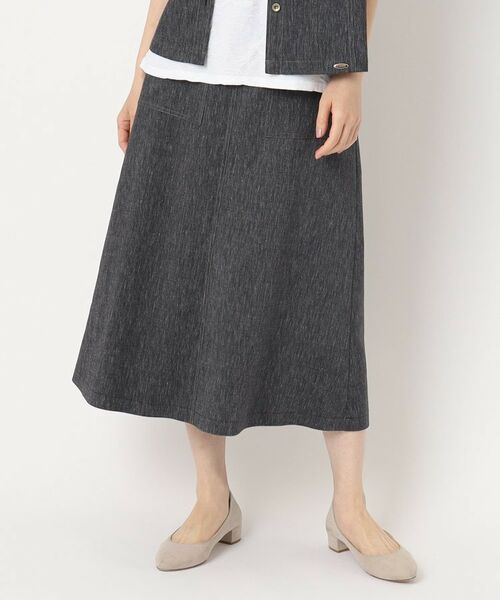 CORDIER/コルディア 【M~4Lサイズ/ストレッチ/セットアップ】アサレック デニムライクスカート ブラック(019) 42(L) CORDIER/コルディア 【M~4Lサイズ/ストレッチ/セットアップ】アサレック デニムライクスカート ブラック(019) 42(L)