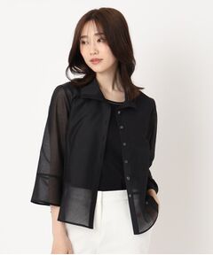 CORDIER / コルディア シャツ・ブラウス | 【M～4Lサイズ／洗える】ペプラムデザイン シアーブラウスジャケット