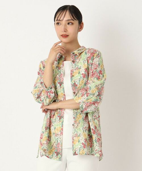 CORDIER/コルディア 【リバティ】リネンプリントシャツ レッド(161) 42(L) CORDIER/コルディア 【リバティ】リネンプリントシャツ レッド(161) 42(L)