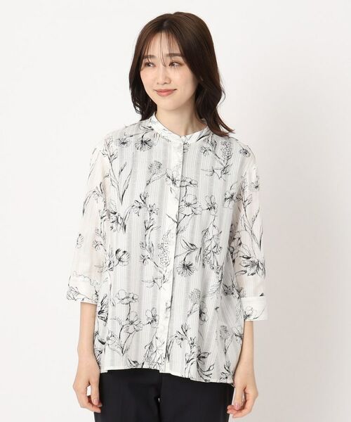 CORDIER / コルディア シャツ・ブラウス | 【M~4Lサイズ】ドビーフラワープリントシャツ | 詳細1