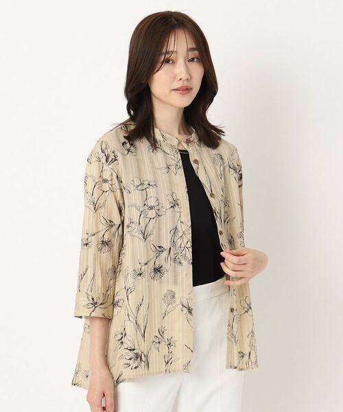 CORDIER / コルディア シャツ・ブラウス | 【M~4Lサイズ】ドビーフラワープリントシャツ | 詳細8