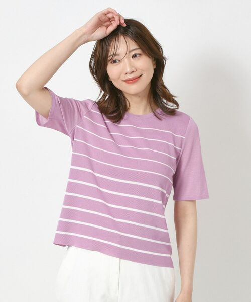 CORDIER / コルディア ニット・セーター | 【M～4Lサイズ／麻混／洗える】シャインリノ ボーダープルオーバーニット | 詳細11