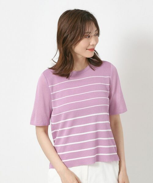 CORDIER / コルディア ニット・セーター | 【M～4Lサイズ／麻混／洗える】シャインリノ ボーダープルオーバーニット | 詳細12