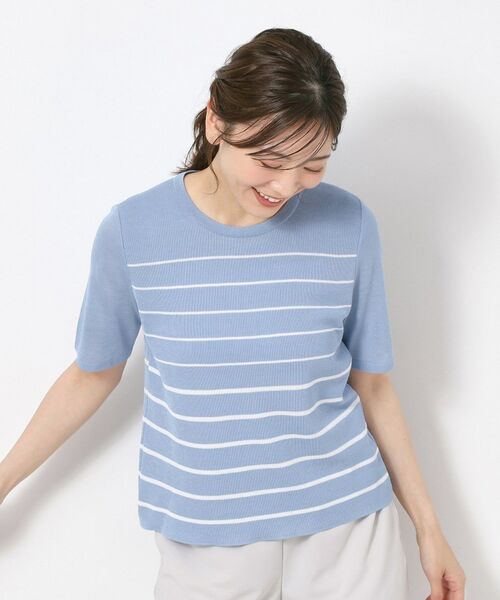 CORDIER / コルディア ニット・セーター | 【M～4Lサイズ／麻混／洗える】シャインリノ ボーダープルオーバーニット | 詳細15