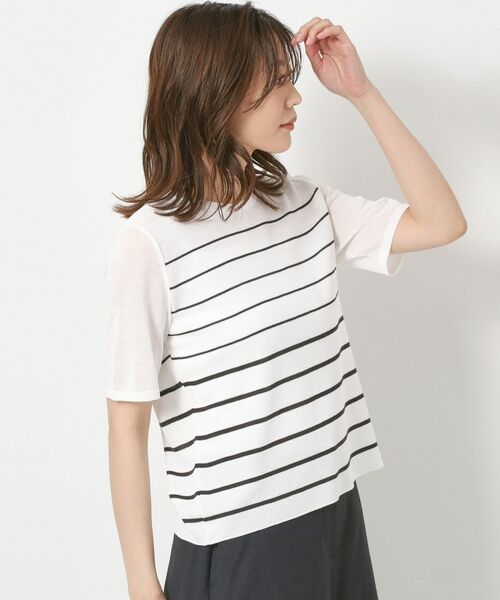 CORDIER / コルディア ニット・セーター | 【M～4Lサイズ／麻混／洗える】シャインリノ ボーダープルオーバーニット | 詳細20