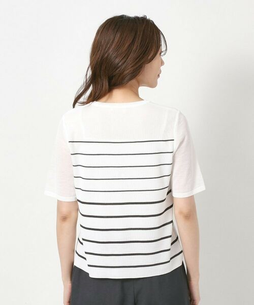 CORDIER / コルディア ニット・セーター | 【M～4Lサイズ／麻混／洗える】シャインリノ ボーダープルオーバーニット | 詳細3