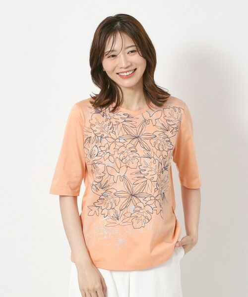 CORDIER / コルディア カットソー | 【M~4Lサイズ】アルビニジャージ フラワーデザインプルオーバー | 詳細12