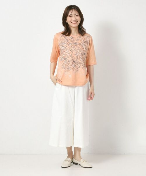 CORDIER / コルディア カットソー | 【M~4Lサイズ】アルビニジャージ フラワーデザインプルオーバー | 詳細14