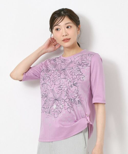 CORDIER / コルディア カットソー | 【M~4Lサイズ】アルビニジャージ フラワーデザインプルオーバー | 詳細17