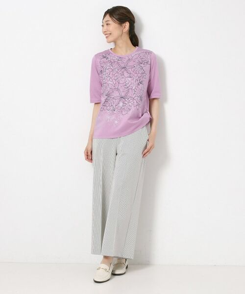 CORDIER / コルディア カットソー | 【M~4Lサイズ】アルビニジャージ フラワーデザインプルオーバー | 詳細18