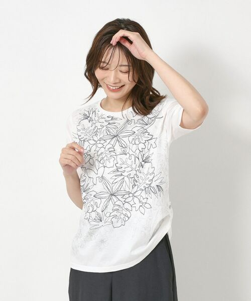 CORDIER / コルディア カットソー | 【M~4Lサイズ】アルビニジャージ フラワーデザインプルオーバー | 詳細20