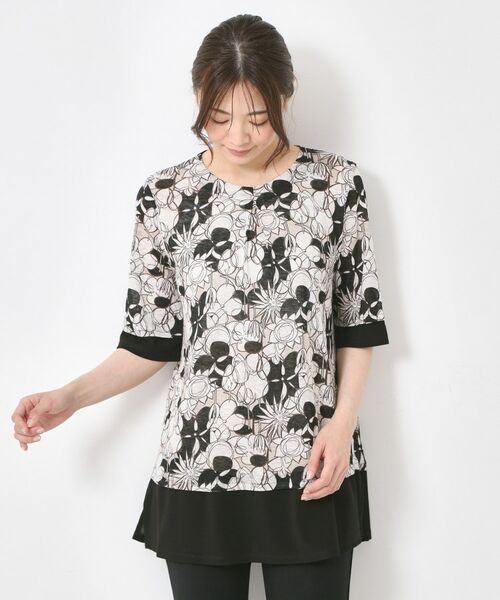 CORDIER / コルディア チュニック | 【M~4Lサイズ/洗える/麻】ロザンナリネンプリントチュニック | 詳細15