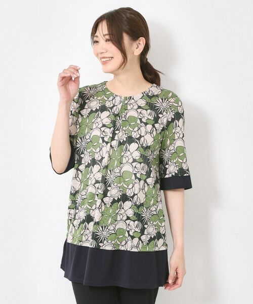 CORDIER / コルディア チュニック | 【M~4Lサイズ/洗える/麻】ロザンナリネンプリントチュニック | 詳細7