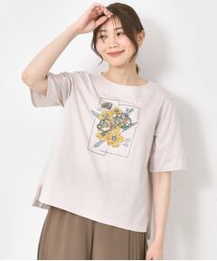CORDIER / コルディア Tシャツ | 【M～4Lサイズ】パッチワーク＆刺繍 フラワーモチーフTシャツ