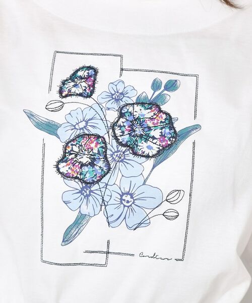 CORDIER / コルディア Tシャツ | 【M～4Lサイズ】パッチワーク＆刺繍 フラワーモチーフTシャツ | 詳細10