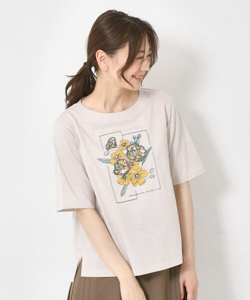 CORDIER / コルディア Tシャツ | 【M～4Lサイズ】パッチワーク＆刺繍 フラワーモチーフTシャツ | 詳細11