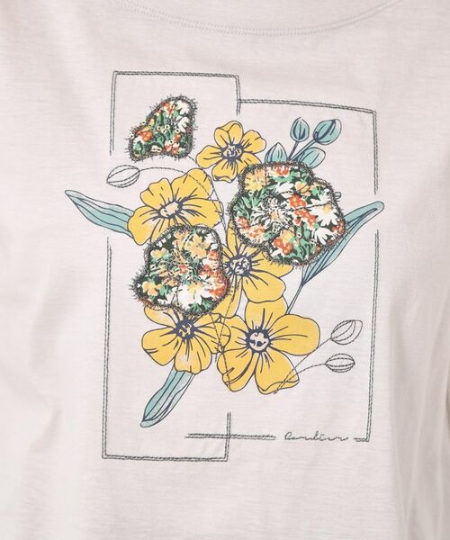 CORDIER / コルディア Tシャツ | 【M～4Lサイズ】パッチワーク＆刺繍 フラワーモチーフTシャツ | 詳細14