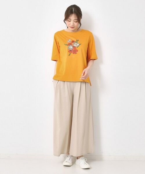 CORDIER / コルディア Tシャツ | 【M～4Lサイズ】パッチワーク＆刺繍 フラワーモチーフTシャツ | 詳細17