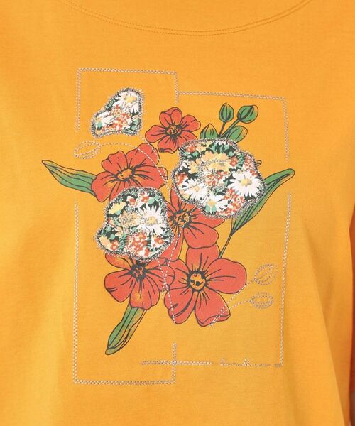 CORDIER / コルディア Tシャツ | 【M～4Lサイズ】パッチワーク＆刺繍 フラワーモチーフTシャツ | 詳細18