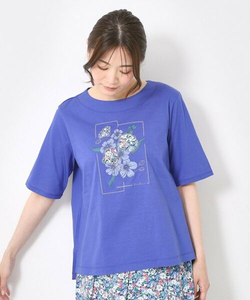 CORDIER / コルディア Tシャツ | 【M～4Lサイズ】パッチワーク＆刺繍 フラワーモチーフTシャツ | 詳細19