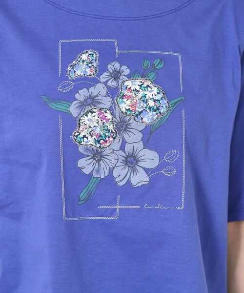 CORDIER / コルディア Tシャツ | 【M～4Lサイズ】パッチワーク＆刺繍 フラワーモチーフTシャツ | 詳細22