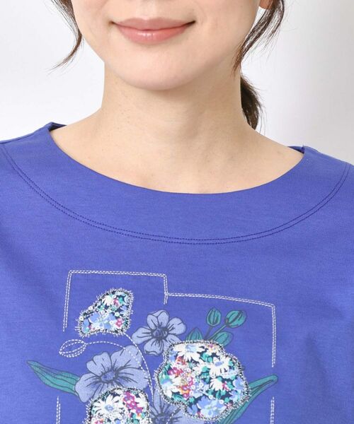 CORDIER / コルディア Tシャツ | 【M～4Lサイズ】パッチワーク＆刺繍 フラワーモチーフTシャツ | 詳細4