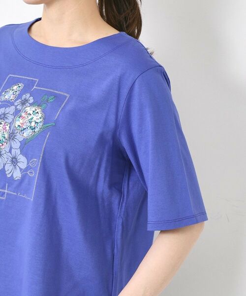 CORDIER / コルディア Tシャツ | 【M～4Lサイズ】パッチワーク＆刺繍 フラワーモチーフTシャツ | 詳細5